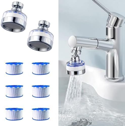 2 Pack Sink Water Filter Faucet: Bathroom Sink Filter - 360° Rotating Faucet Filters Purifier Kitchen Tap Filtration Removes Chlorine Fluoride Heavy Metals Hard Water for Home Bathroom & Kitchen by WelcometoAOLIUP