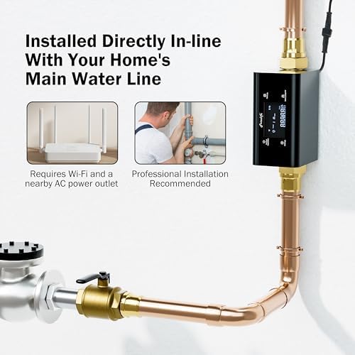 Frizzlife LP365 Smart Water Monitor and Automatic Shutoff - 0.01GPM Ultrasonic Micro Leak Detection, APP Wi-Fi Remote Control, Real-Time Flow/Temp Monitoring, NSF/ANSI 61 & 372 Certified, 1.25" and 1" - Image 5