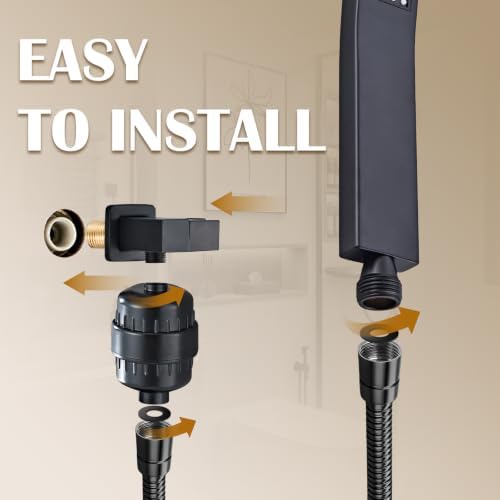 Square Filtered Handheld Shower Head with Hose and Holder, Matte Black Hand Held Showerhead for Hard Water, High Pressure Detachable Shower Head with Power Wash - Image 5