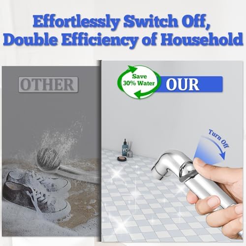 Dog Shower Sprayer Attachment, YDmeet 100 Inch Dog Washing Hose for Fast and Clean Pet Showering, Multifunctional Wand with Turn Off, Brass 3 Way Diverter, No Drill Holder, Chrome - Image 3
