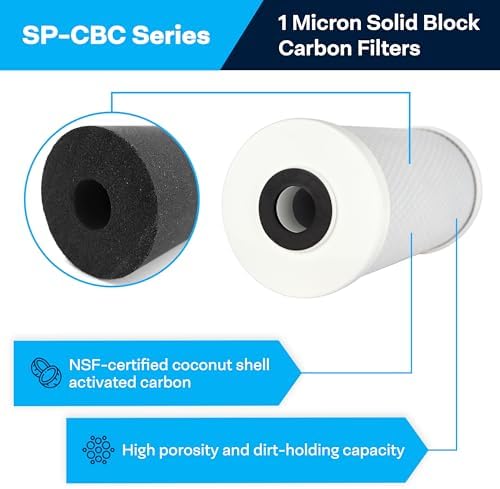 SpiroPure SP-CBC-BB 10x4.5 1 um Carbon Block Water Filter CB-45-1001 6 Pack - Image 2