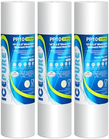 ICEPURE 20 Micron 10"x2.5" Whole House Sediment Water Filter PP10 3 Pack by ICEPURE