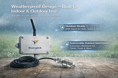 WiFi Water Level Monitor Alarm, High OR Low Water Level Alerts, Text & Email Notifications, Battery Powered, Stainless Steel Float Sensor with 10 ft Cable, Indoor/Outdoor Use - Image 2