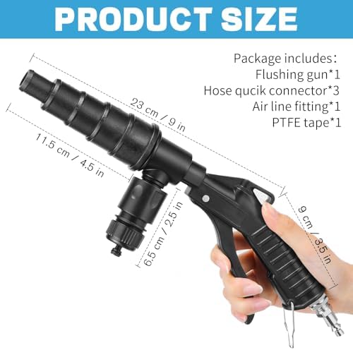 Coolant Flush Gun, Lever Action Heater Core Flush Kit with 3 Hose adapters (5/8 ", 3/4", 1/2 "), Radiator/Cooling System Flush kit for Automotive Coolant Flush, Nozzles Fit 19-40 mm Hoses - Image 2
