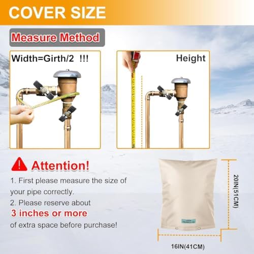 Insulated Backflow Preventer Pipe Pouch, 16W x 20H in, Khaki - Image 2