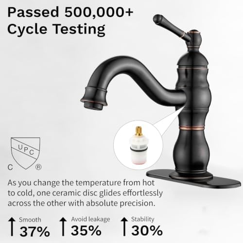 Oil Rubbed Bronze Bathroom Faucet Single Handle One Hole - Image 5
