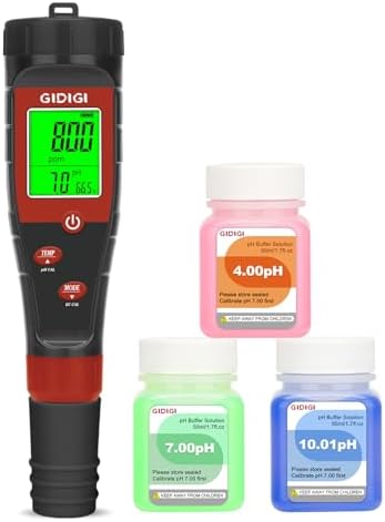 Digital pH Tester for Water, pH Meter for Hydroponic Water by GIDIGI