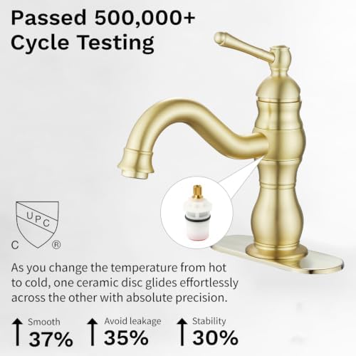 Bathroom Faucet Brushed Gold Single Handle One Hole - Image 5