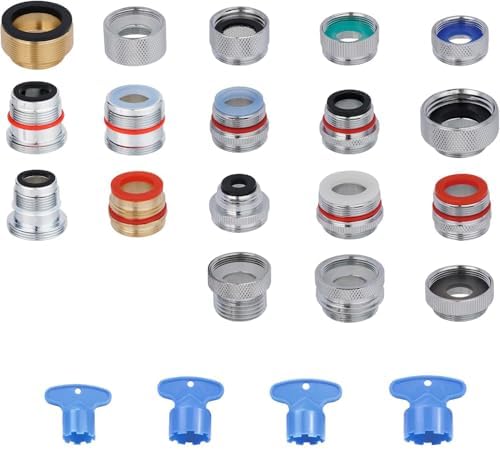 18pcs Brass Faucet Adapter Kit, Metal Faucet Aerator Adapter, Male Female by Greatcomfortathome