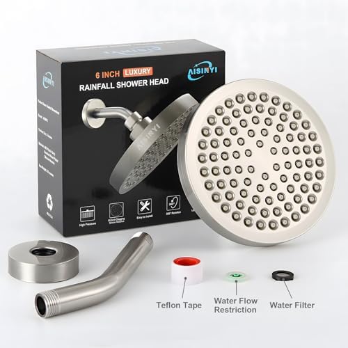 6" Rain Shower Head & 6" Shower Arm, Luxury Brushed Nickel Finish - Image 3