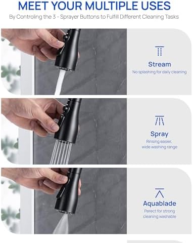 J-HVA Metal Kitchen Faucet Head Replacement – 3 Mode High-Pressure Sink Sprayer Replacement with 15 Nozzle Adapters, Durable Pull Down Spray Head for Kitchen Sink, Oil Rubbed Bronze, Stainless Steel - Image 3