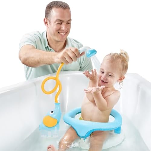 Yookidoo Baby Bath Shower Head - Elephant Water Pump and Trunk Spout Sprayer - One Handed Flow Control for Newborn Babies in Tub Or Sink (Blue&Orange) - Image 3