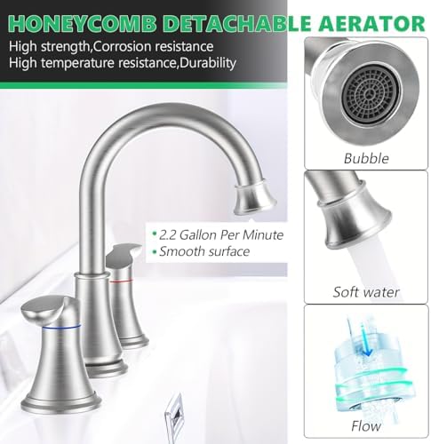 Faucet Aerator Compatible with Moen 101964 116618, High Flow Sink Aerator Replacement, Fit for Shower Bathroom Kitchen Faucet Parts, 2.2 Gallon Per Minute, Chrome - Image 2