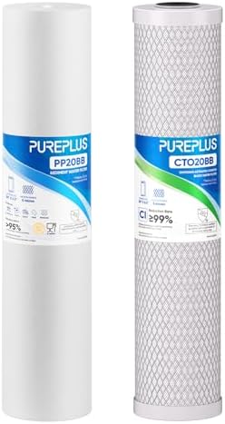 PUREPLUS 20"x4.5" Whole House Water Filter Kit, Sediment & Carbon, 1 Pack by PUREPLUS