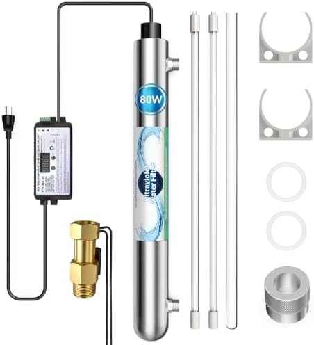 80W 120V, 12GPM Whole House UV Water Filter 3/4" MNPT Smart Flow Switch by DYLSDFQ