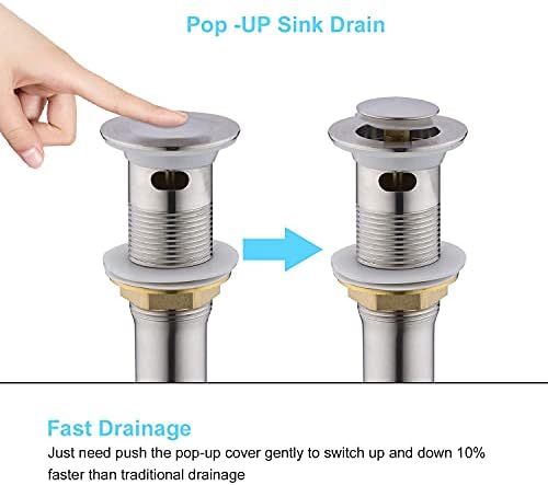 CREA Bathroom Sink Drain, Bathroom Sink Stopper with Drain Hair Catcher Pop Up Drain 1 1/2" for Bathroom Vanity Kitchen Sink with Overflow, Brushed Nickel - Image 4