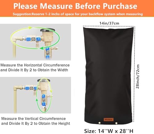 Outdoor Pipe Insulation Cover Backflow Preventer Black 14''W*28''H - Image 2