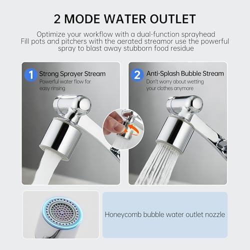 YYKBZ Water Filter For Sink Faucet Extender,1080° Swivel Aerator,2 Modes Spray Sink Water Filter,Brass Faucet Mount Purifier System For Kitchen/Bathroom/Toddlers,Multiple Adapters With 9pcs Filters - Image 3