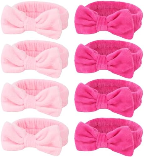 Ondder 8 Pcs Pink Spa Headband Microfiber Makeup & Face Wash Headbands for Women, Facial Skincare, Yoga, Exercise, Including Hair Bands & Head Bands by Ondder