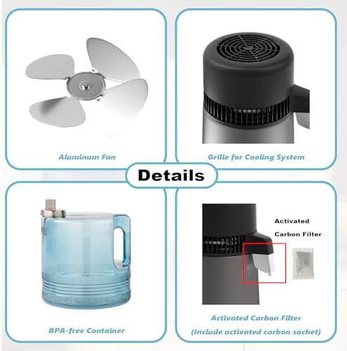 ROVSUN 1.1 Gallon/4L Water Distiller for Home Countertop, Stainless Steel Interior & BPA-Free Container, 750W Distilled Water Machine Water Maker Purifier, Distilling Pure Water Maker, 1L/H, Gray - Image 6