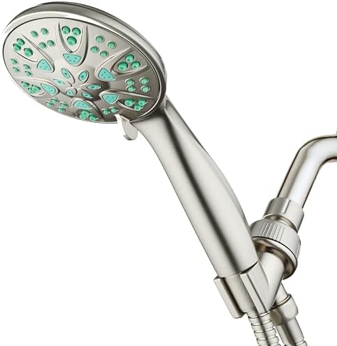 AquaDance Antimicrobial – Anti-Clog High-Pressure 6-Setting Hand Shower with Microban Nozzle Protection from Growth of Mold, Mildew & Bacteria for Stronger Shower! 3 Jet Color Choices – 4" Coral Green by AquaDance