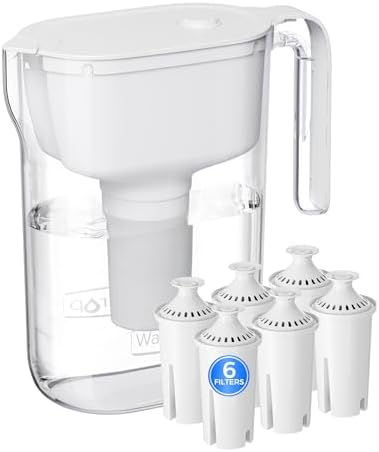 Waterdrop PT-11W 7-Cup Water Filter Pitcher with 6 Filters, White by Waterdrop