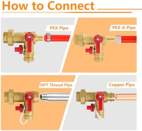 1PC HeSun 3/4" PEX-B Tankless Water Heater Service Valve Kit(Tool053-1) - Image 7