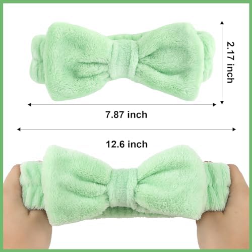 Ondder Green Spa Terry Cloth Skincare Headbands for Women - 8 Pcs Makeup Bow Hair Bands for Face Washing and Skin Care - Image 6