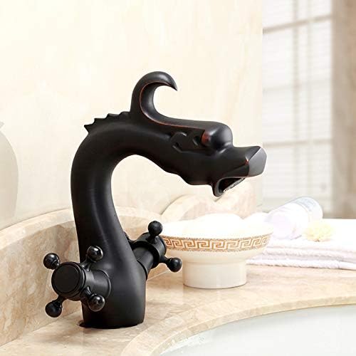 Black Dragon Shaped Basin Basin hot and Cold Water Faucet Sitting Double Handle Faucet, high Model - Image 4