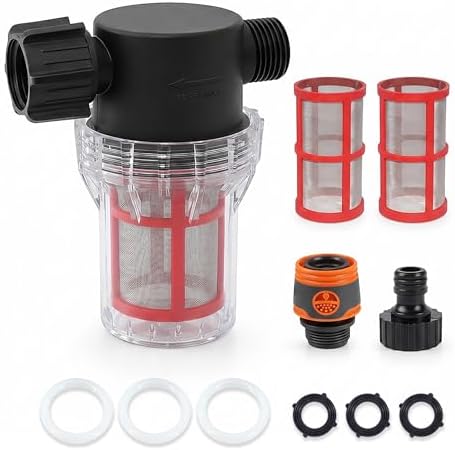 200 Mesh Garden Hose Filter with Quick Connect Set & 2 Replacement Screens, 3/4" GHT Thread Sediment Trap for Misting, Greenhouse, Drip Irrigation & Pressure Washer by Unknown