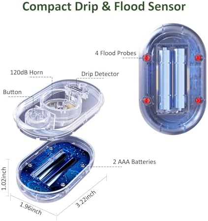 5 Pack Water Leak Detectors for Home, 100dB Water Flood Sensor Alarm Clear - Image 2