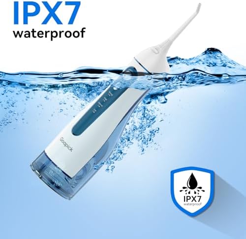Cordless Portable Water Flosser with 300ML Tank: Rechargeable Oral Irrigator with 5 Tips for Travel, Braces Care and Sensitive Gums, IPX7 Waterproof Teeth Cleaning Device(Blue - Image 5