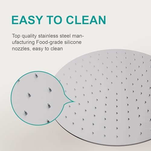 All Metal 12Inch Rain Shower Head - Heavy Duty Stainless Steel, Easy Install, High Water Flow, Ultra-Thin Modern Design for Bathroom (Brushed Nickel) - Image 6