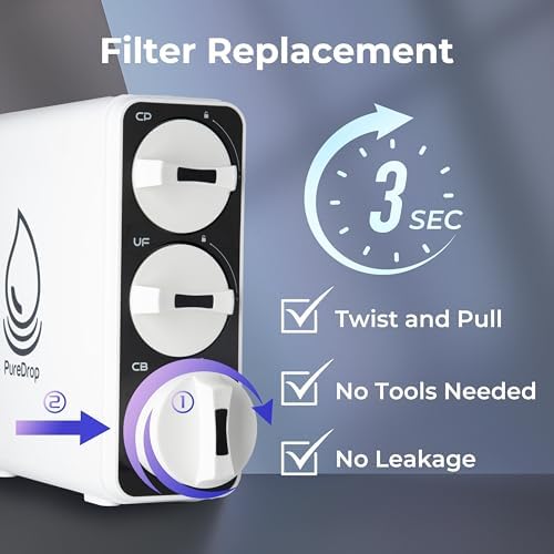 PureDrop PDR-FBC3 Post Carbon Replacement Filter Cartridge for PDR-3CUW Ultra-Filtration Under Sink Water Filter System - Image 5