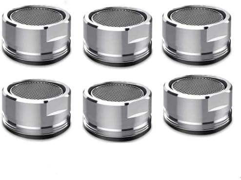 6 Pack Faucet Aerator 2.2 GPM Bathroom Sink Aerator Regular Standard Replacement Parts with Brass Shell 15/16-Inch Male Threads Aerator Faucet Filter with Gasket for Kitchen Bathroom by XUKEKOY