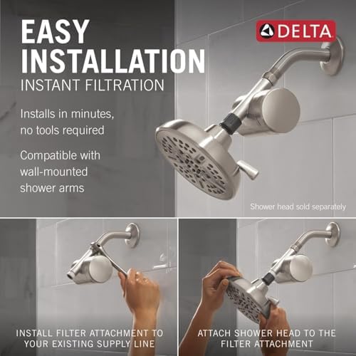 Delta Faucet Clarifi Standard Shower Filter Attachment with Filter, Shower Water Filter, Shower Head Filter, Spotshield Nickel 7SF100-SN - Image 4