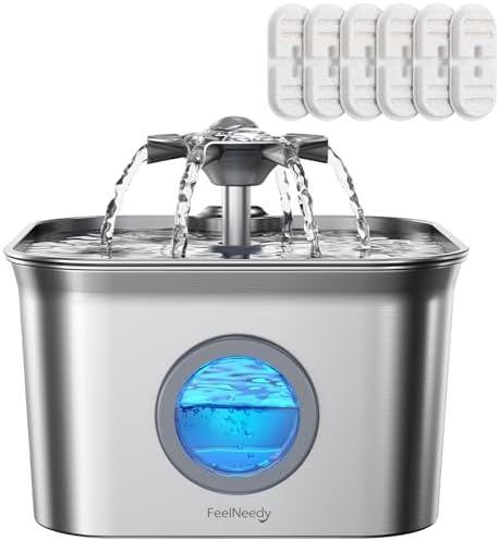 Cat Water Fountain Stainless Steel: 99oz/2.8L Auto Pet Drinking Fountain by FEELNEEDY