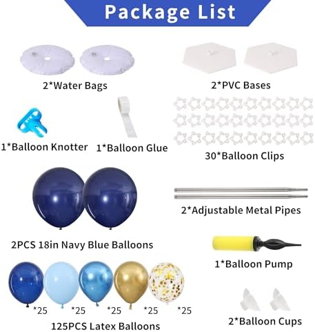 Navy Blue and Gold Balloon Column Stand Kit Set of 2 for Floor - Image 3