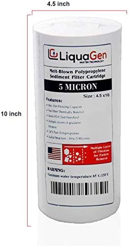 LiquaGen Pack of 2 : Big Blue Sediment Filter Housing 5 Micron - 4.5" x 10" | Highly Compatible Ultrapure Water Filter Kit for Reverse Osmosis & Aquarium Reef Processes - Image 7