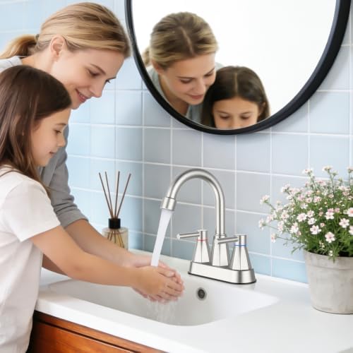 4-Inch Centerset Bathroom Sink Faucet 2-Handle, Brushed Nickel - Image 2