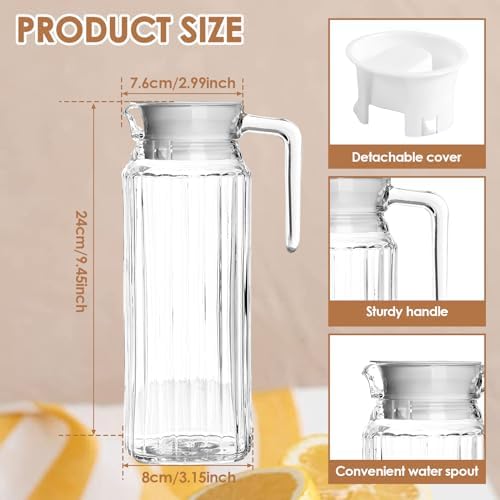 2 Pack Plastic Pitcher with Ribbed Design, 1.1L BPA-Free Jar with Lid, Fridge Pitcher Shatter-Proof and Vented - Image 2
