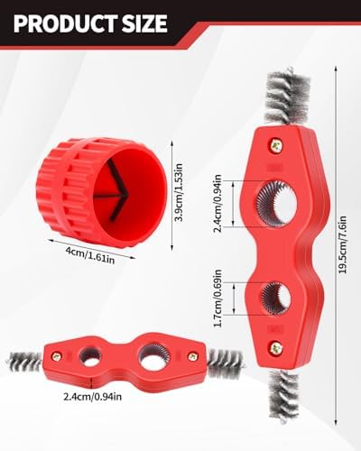 4 PCS 4 in 1 Copper Tubing Brush and Reamer, 1/2 in and 3/4 in Copper Pipe Cleaner, Inner-Outer Reamer Pipes and Pipe Deburring Brush for PVC PPR Brass Aluminum Pipes - Image 2