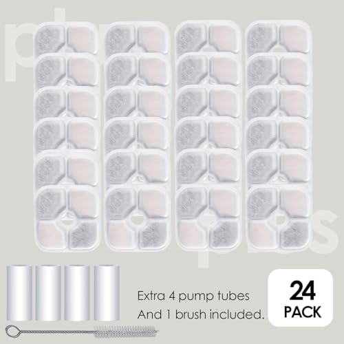 24-Pack Cat Water Fountain Filter Compatible With Cat Pixi Water Fountain Filter Replacement Triple Action Water Filter, 4 Pump Tubes 1 Hard Brush - Image 4