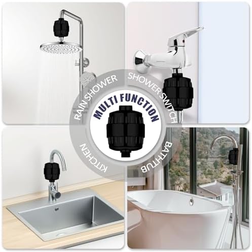 20 Stage Shower Head Filter for Hard Water with 3 Cartridges, Black - Image 6