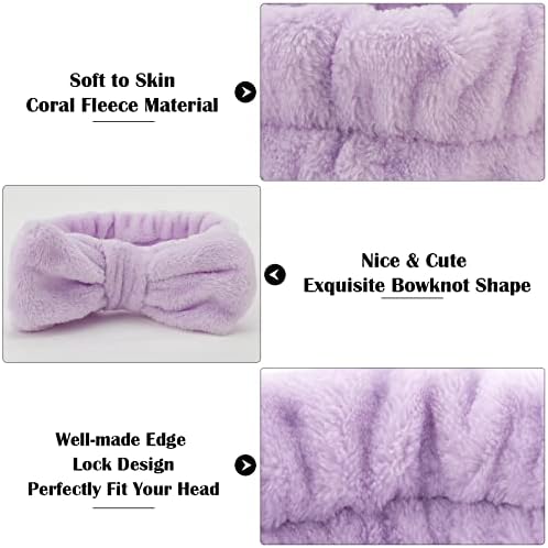 Ondder Spa Headband for Washing Face 8PCS Purple Skincare Makeup Headbands - Image 2
