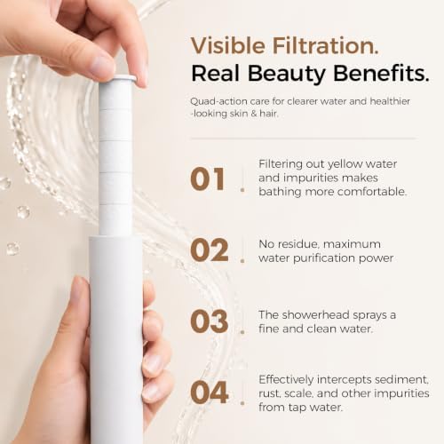Korean Beauty VC Scent Handheld Filter Shower Head with Rotary Switch | Anti-Chlorine Hard Water Filter, Gentle Skin & Smooth Hair, Easy Install - Image 4