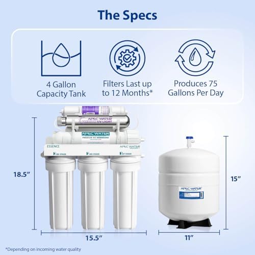 APEC Water WQA Certified 7-Stage Reverse Osmosis Drinking Water Filter System with Alkaline Mineral pH+ Remineralization and UV Water Filter, Ultra Safe Removes 1K+ Impurities, Brushed Nickel, 75 GPD - Image 7