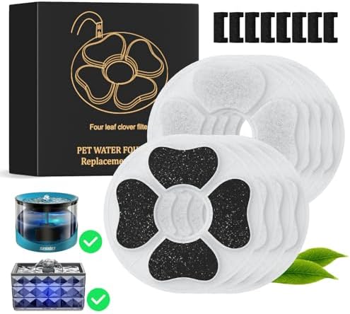 DEEIPET 8 Packs Cat Water Fountain Food Grade Replacement Filters & Sponges for 74oz, 135oz Automatic Pet Fountain Dog Water Dispenser by DEEIPET