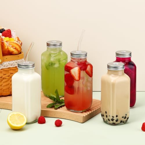 CUCUMI 5pcs 16oz Glass Juice Bottles with Lids - Image 5