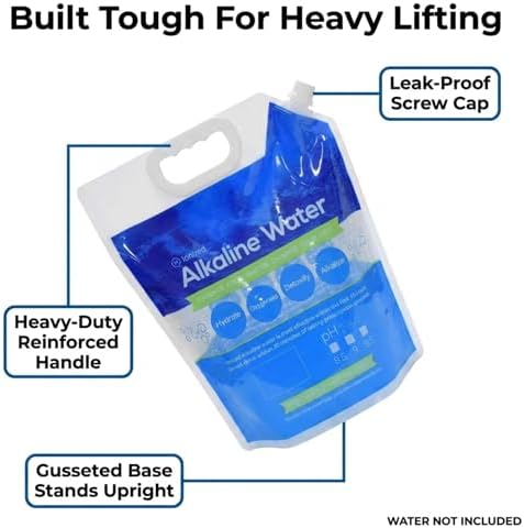 Foldable Alkaline Water Storage Bags, 5L/1.3 Gal, 10-Pack, BPA Free - Image 3